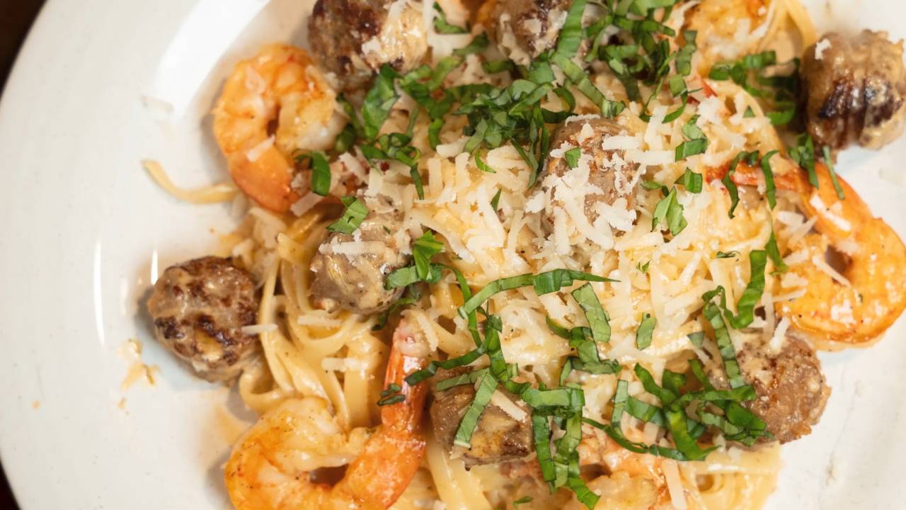 Cajun shrimp and sausage pasta