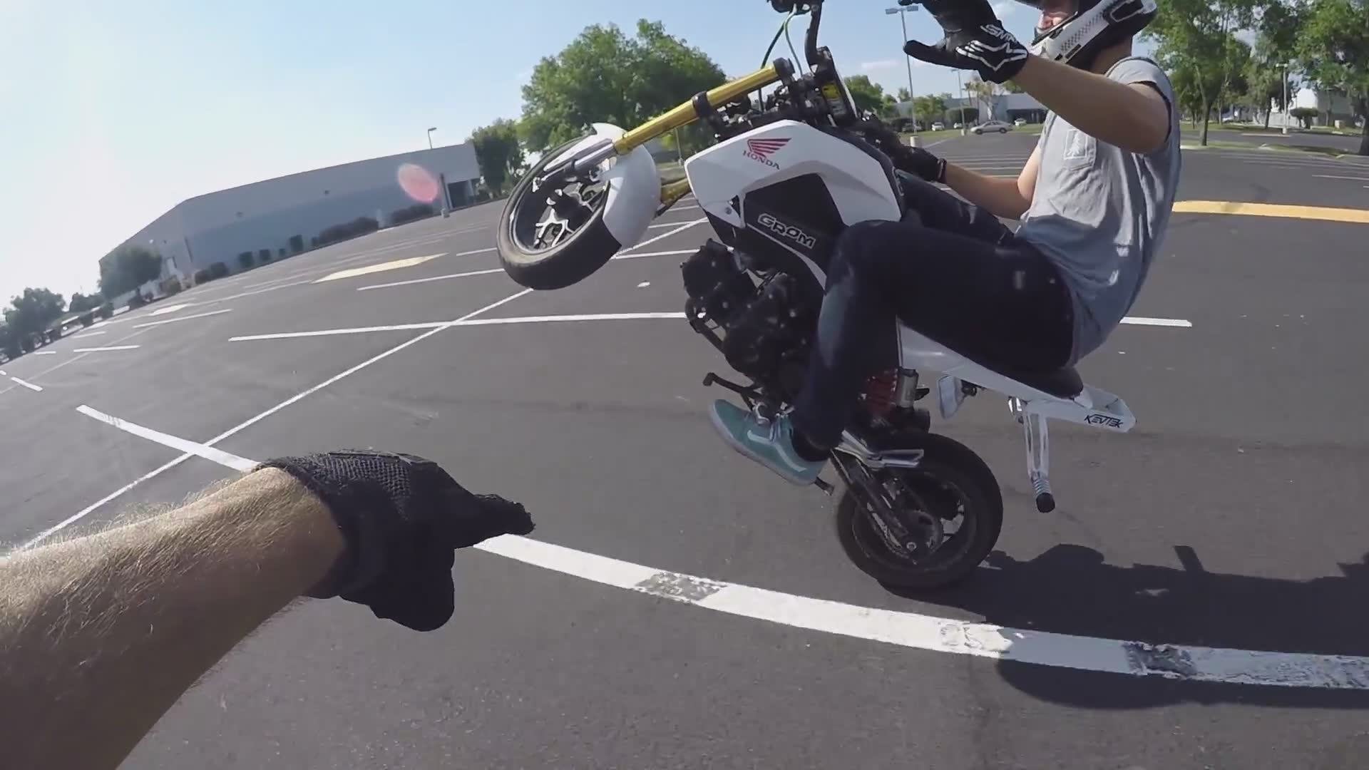 Hands-free wheelie stunt