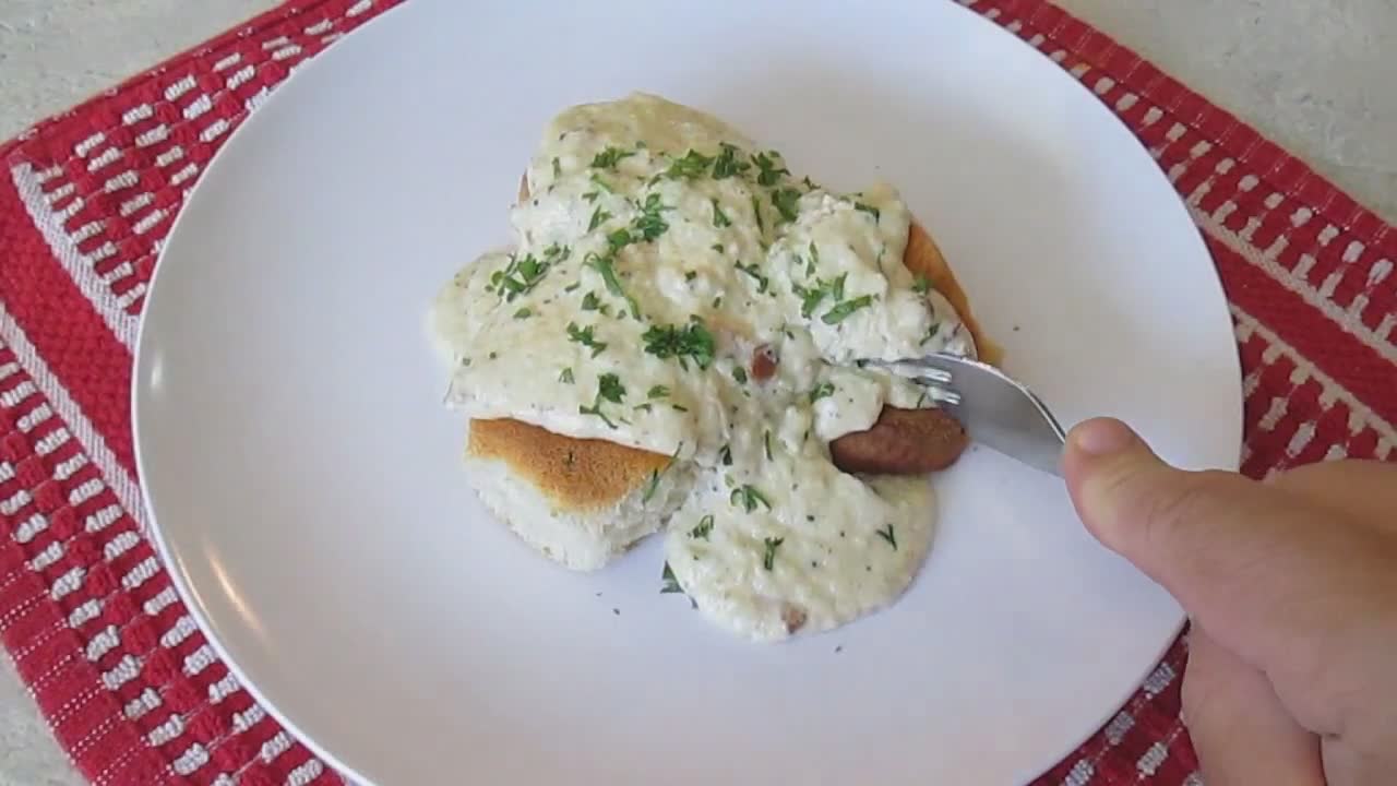 Bacon breakfast egg gravy