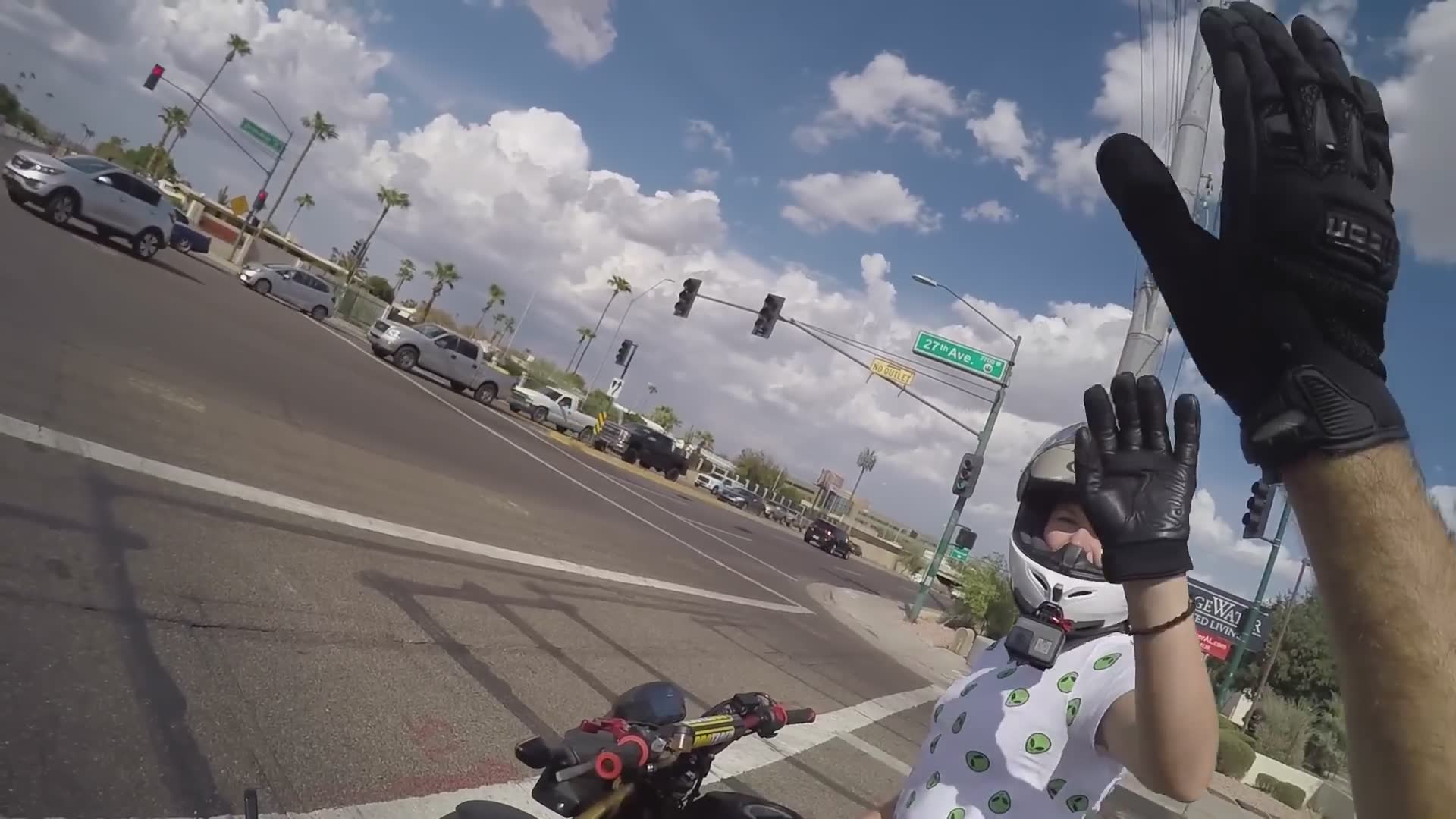 Passing out drinks while riding
