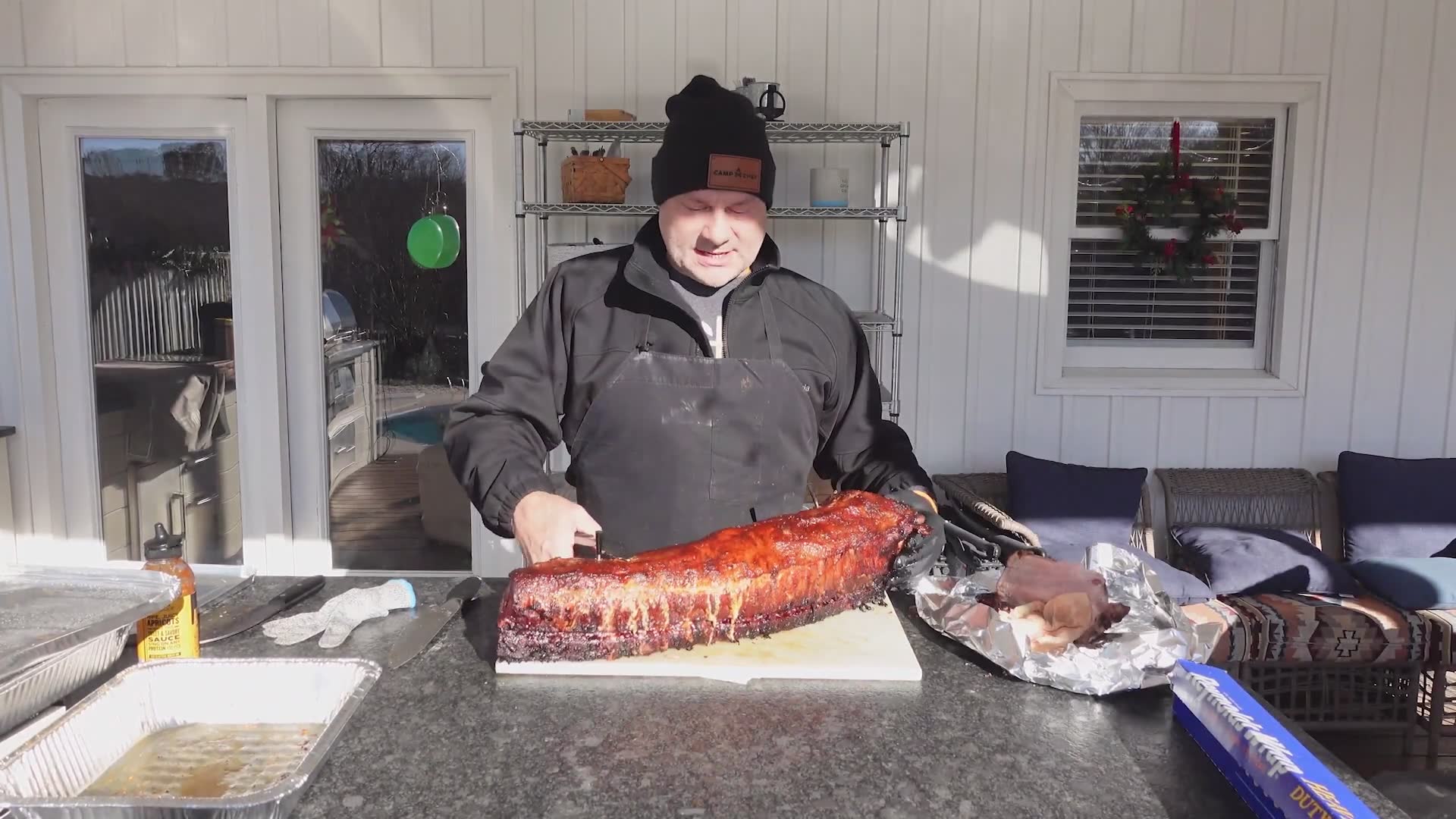 Bone in whole pork loin: cooking for 100 people
