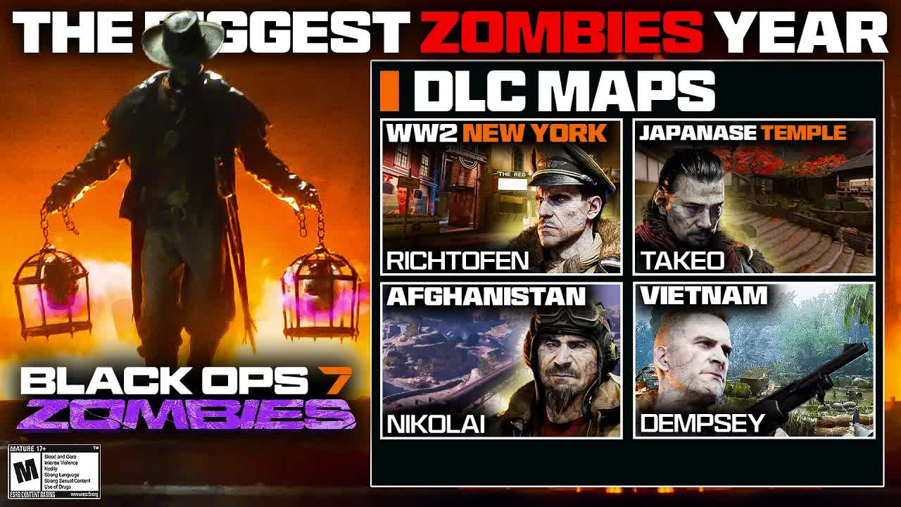 Black Ops 7 Zombies ALL 5 DLC Maps Confirmed! We were RIGHT! (Vietnam, Afghan,Temple,New York,Space)