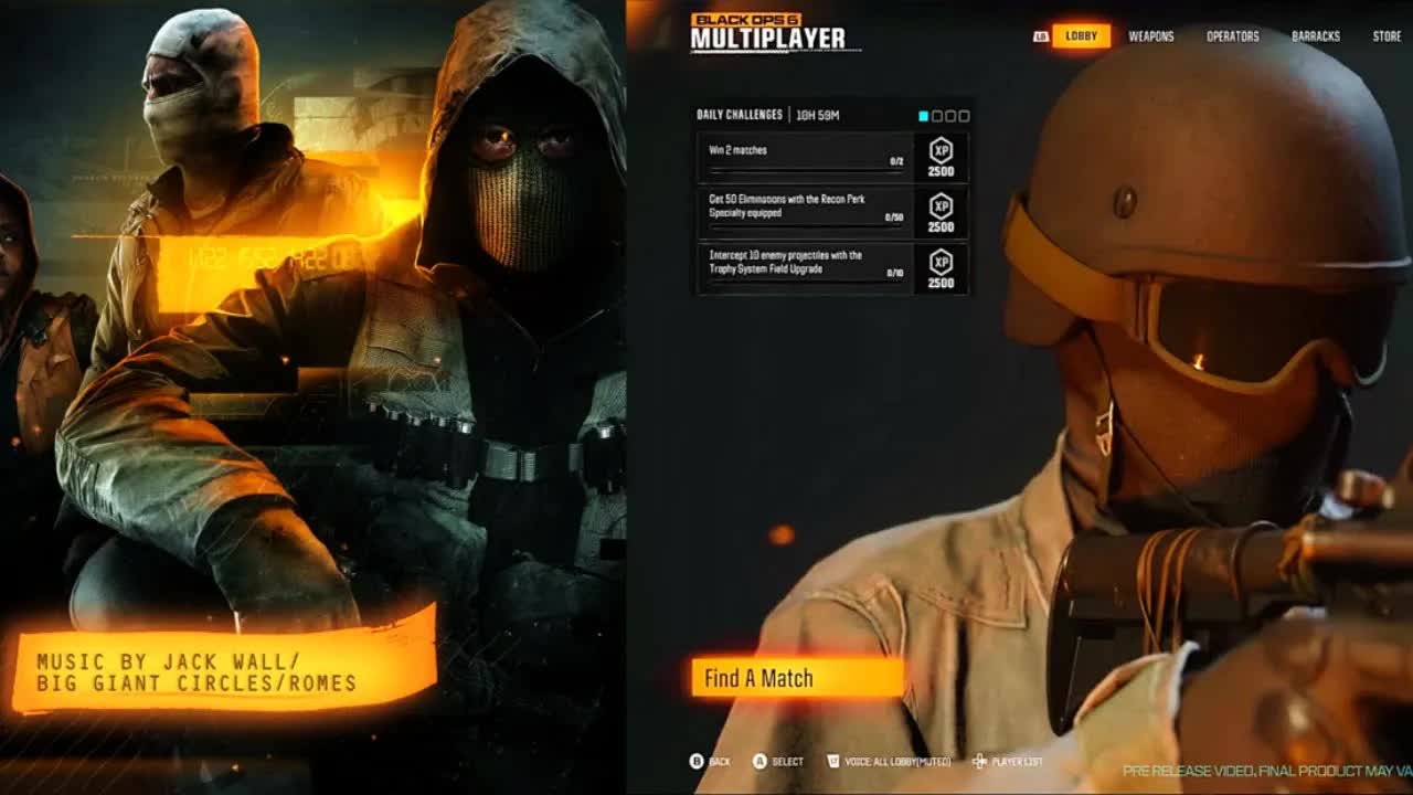Black Ops 6 Multiplayer Main Menu Music "Raining the Fire" Main Theme by Jack Wall! BO6 Menu Music
