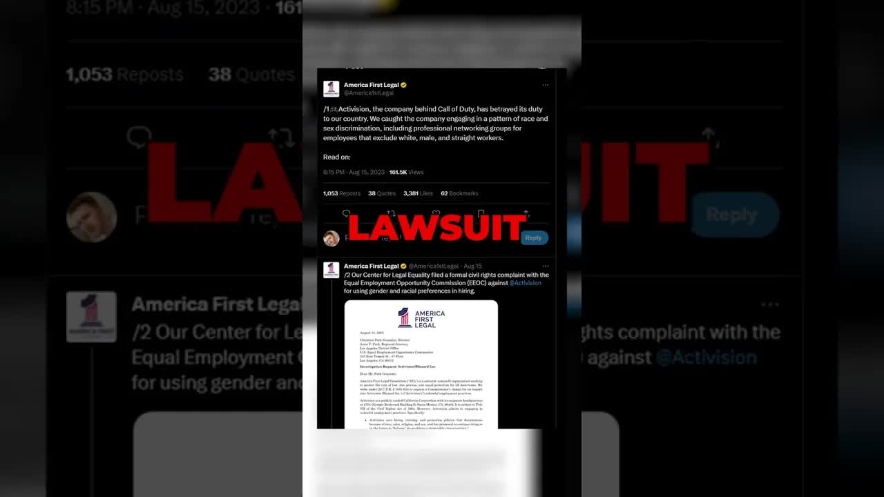 Activision are being sued against straight white males (Cal of Duty lawsuit)