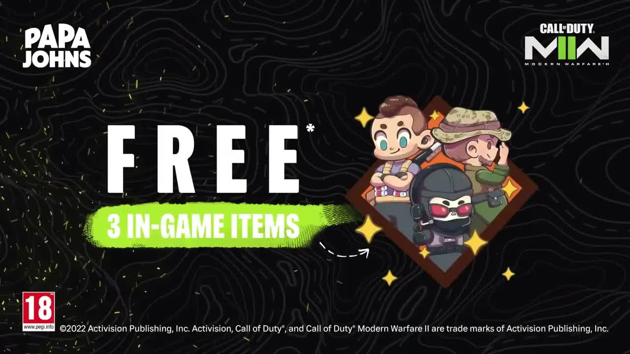 Modern Warfare 2 Papa Johns FREE Rewards Trailer! Modern Warfare II Papa Johns Free Bonus COD MW2