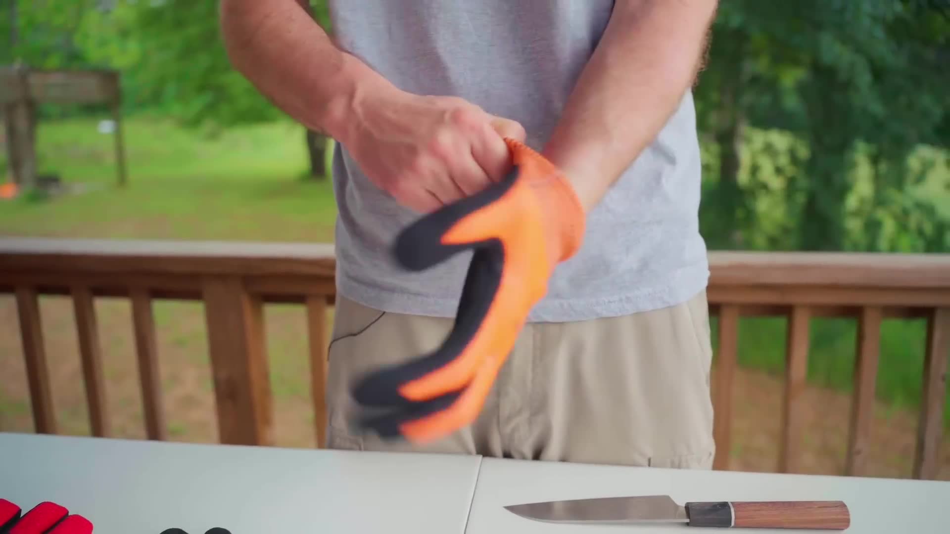 Ex-CIA officer's practical testing of protective handwear against knives and sharp objects for security work