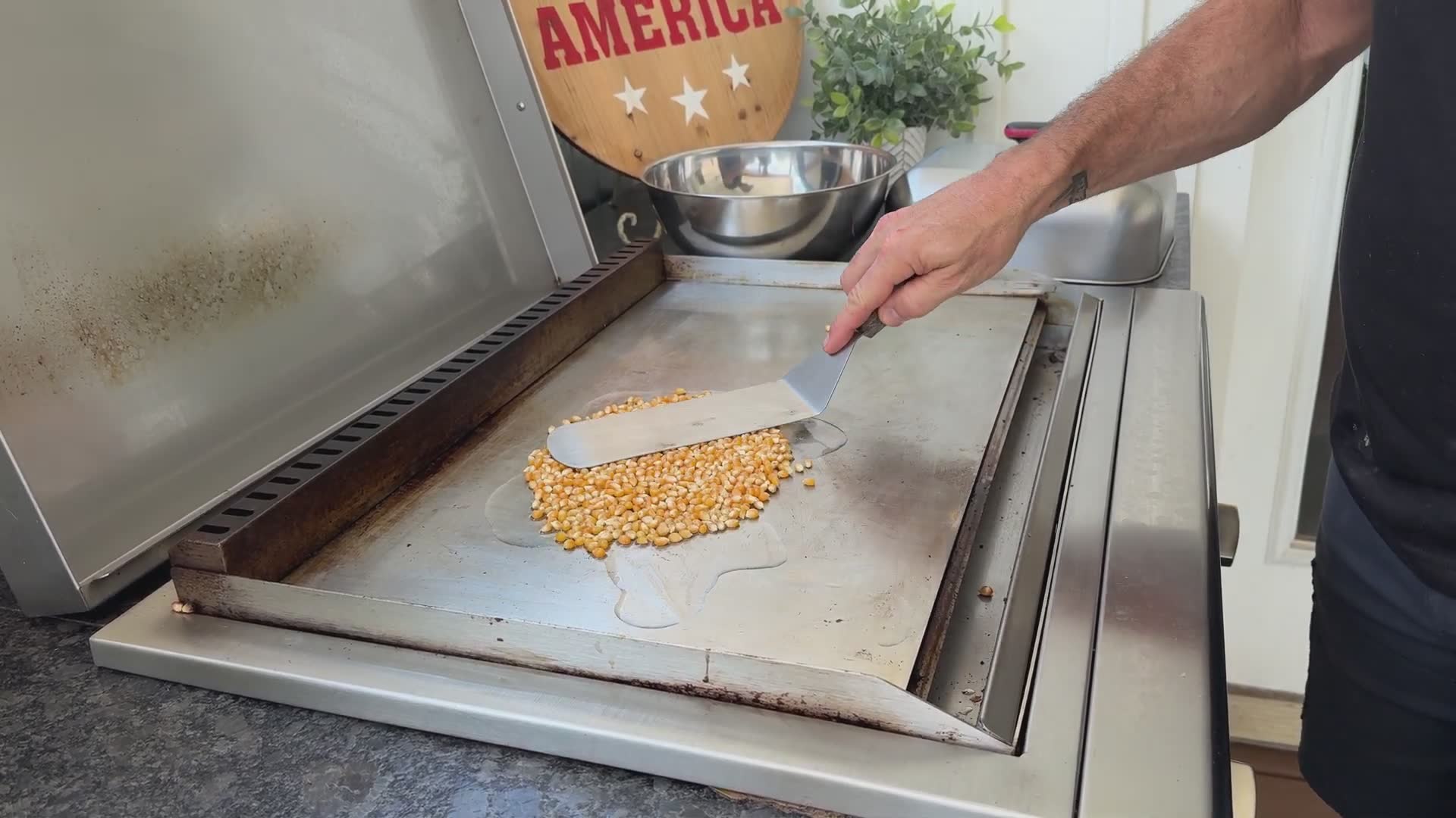 Flat top griddle popcorn has unique flavor and texture that makes movie night even better