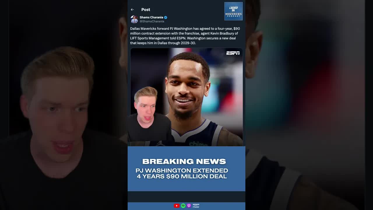 BREAKING Dallas Mavericks extend PJ Washington to pair with Cooper Flagg and Anthony Davis