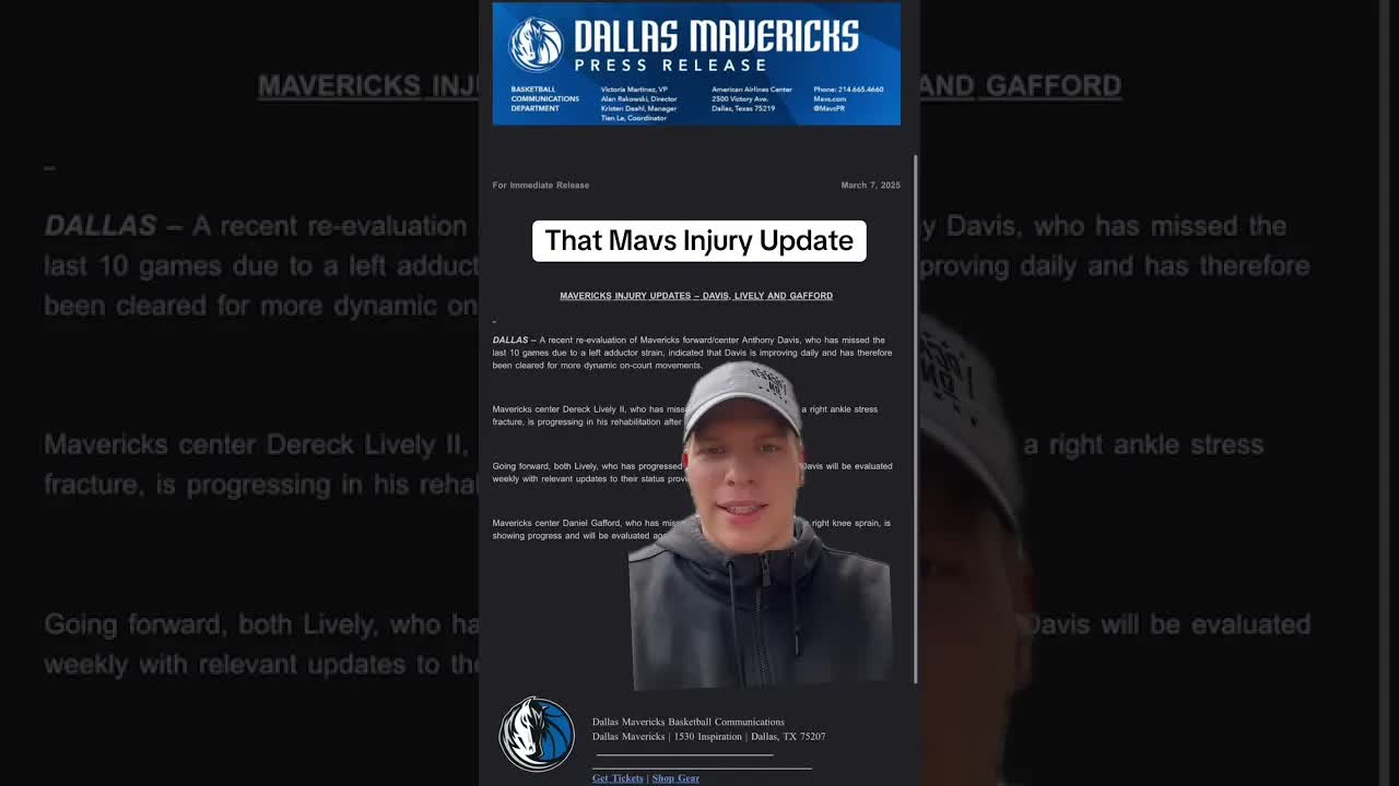 The Dallas Mavericks give THAT Injury Update on Anthony Davis, Dereck Lively, Daniel Gafford…#mavs