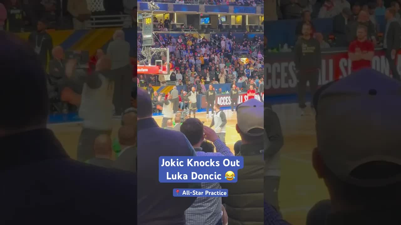 Nikola Jokic knocks out Luka Doncic in a game of Knockout at All-Star Practice 😂 #nba #lukadoncic