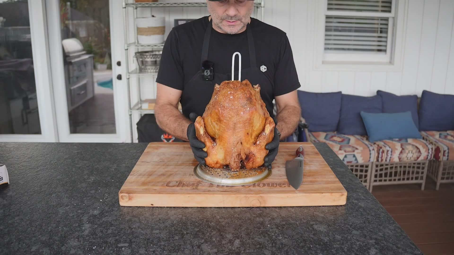 Whole turkey fried in bacon grease experiment