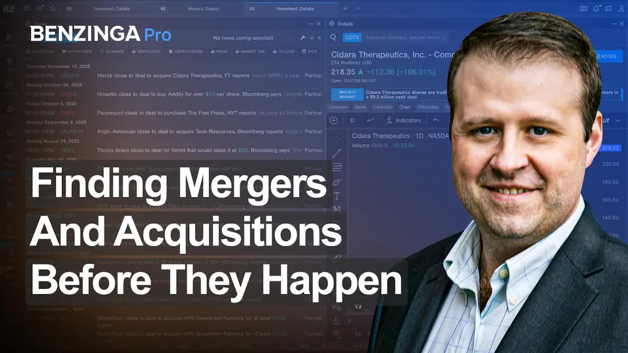 Finding Mergers & Acquisitions Before They Happen With Benzinga Pro