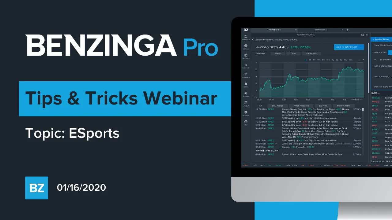 Benzinga Webinar: ESports 1/16/2020