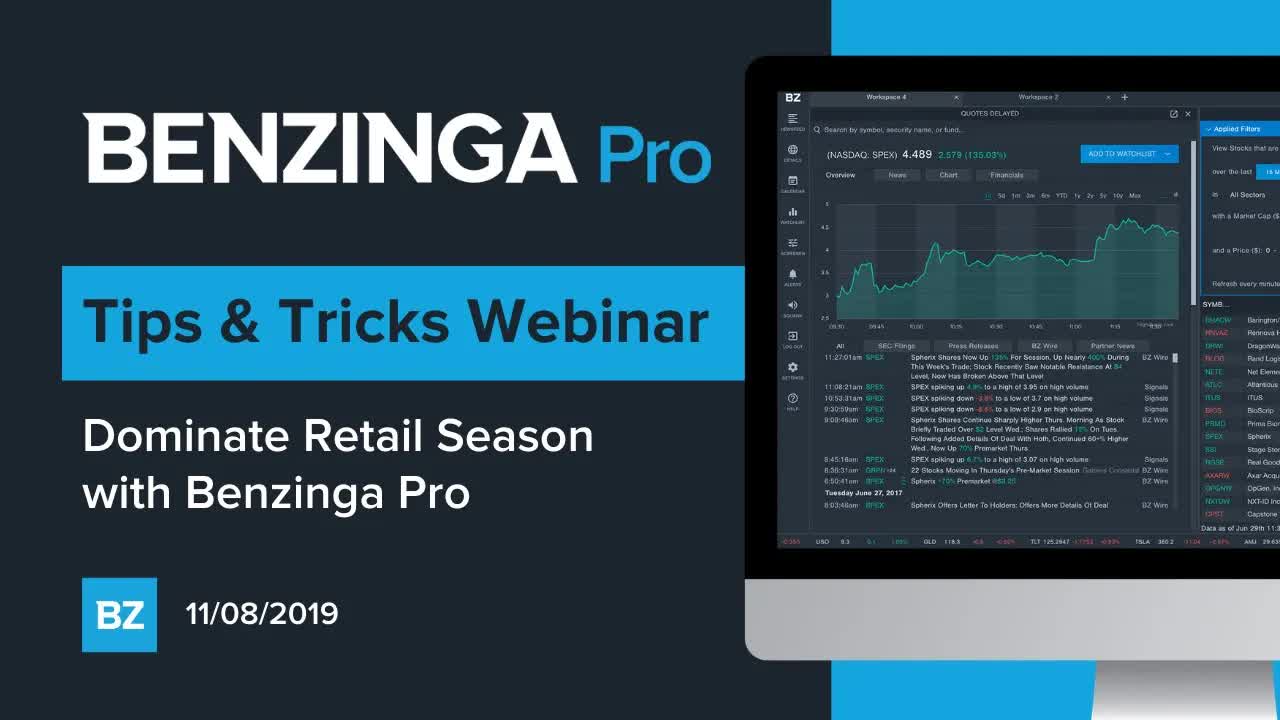 Dominate Retail Season with Benzinga Pro 11/8/2019