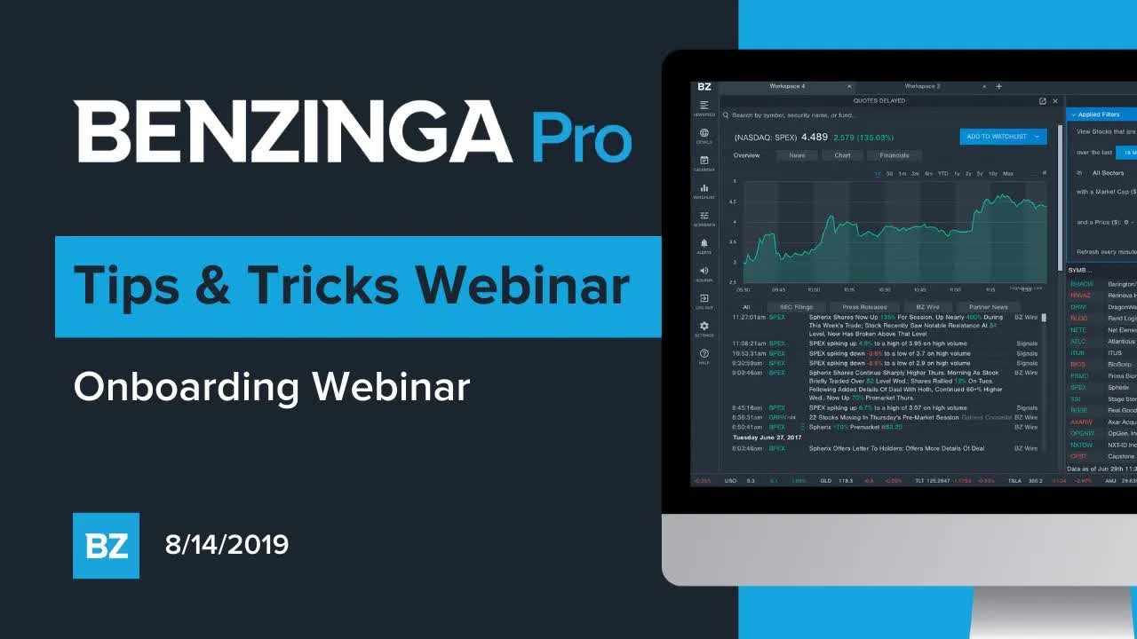 Benzinga Pro Onboarding Webinar 8.14.19