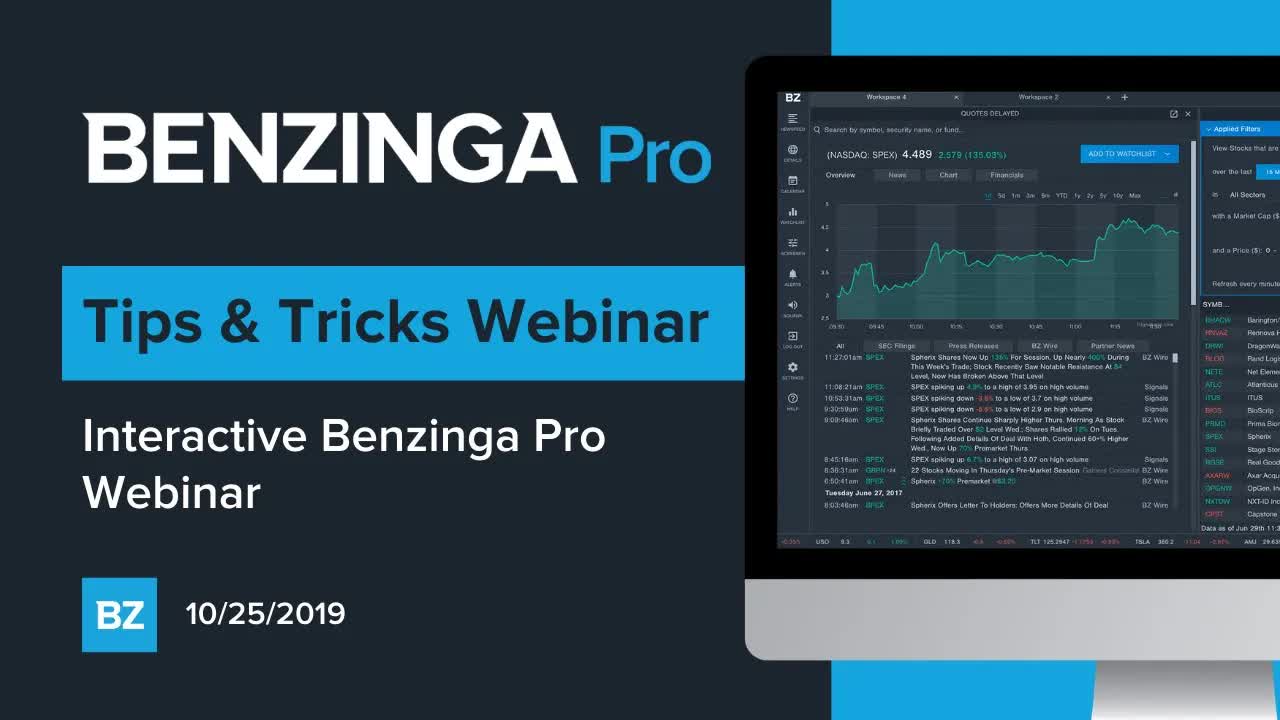 Interactive Benzinga Pro Webinar 10/25/2019