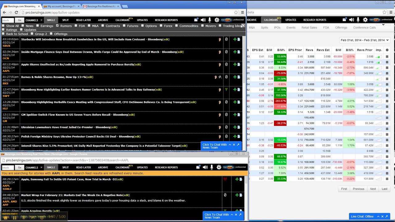 Benzinga Pro Mach II demo