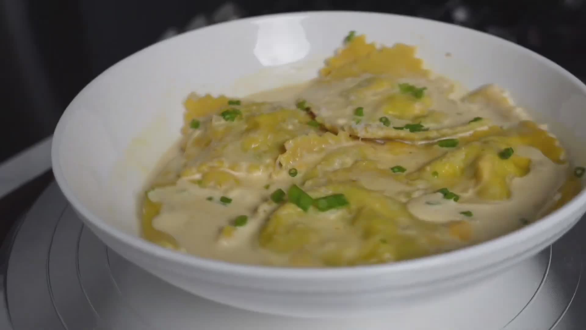 Handmade pumpkin ravioli from scratch with fresh pasta dough