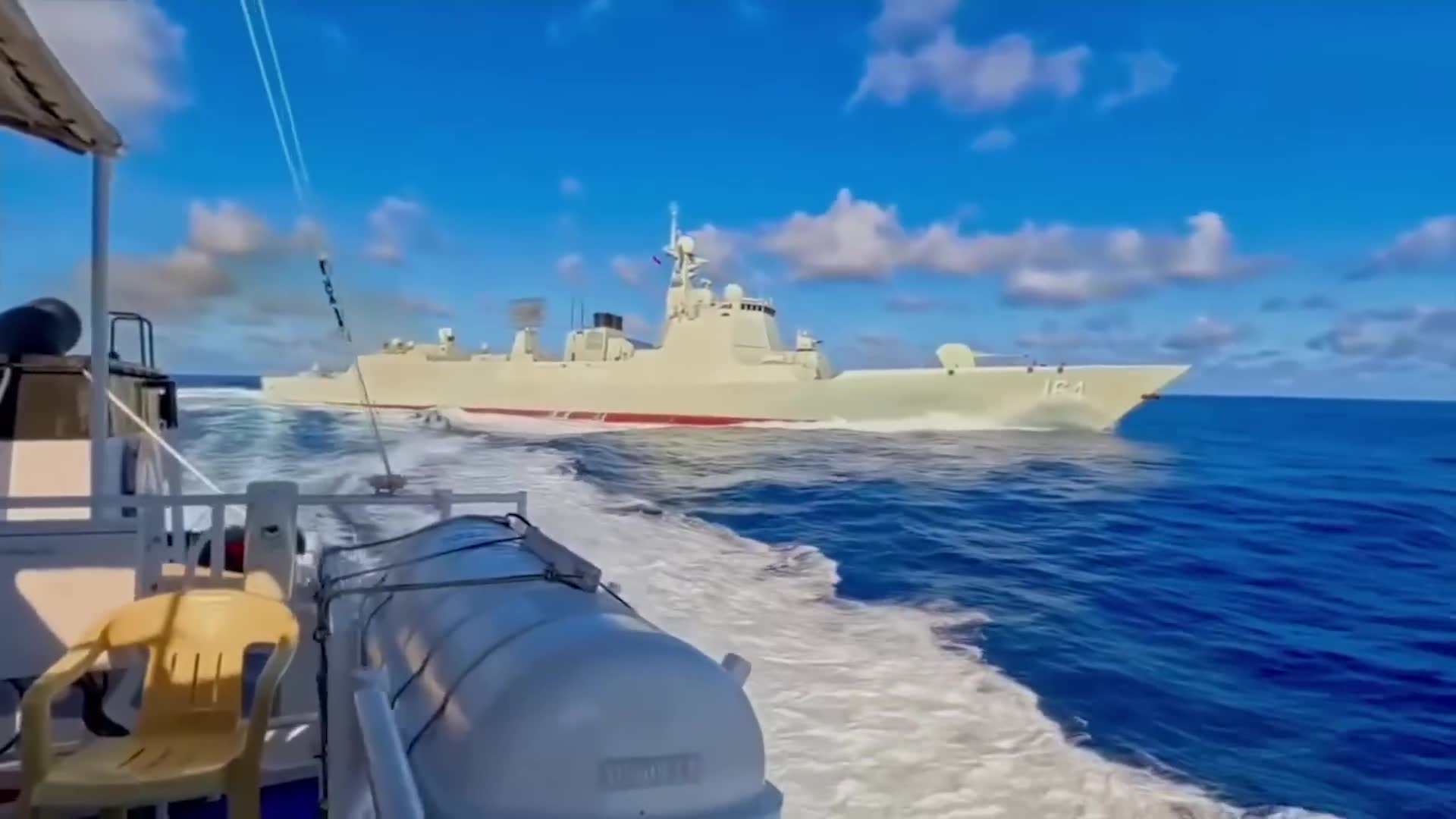 Chinese destroyer collides with coast guard cutter