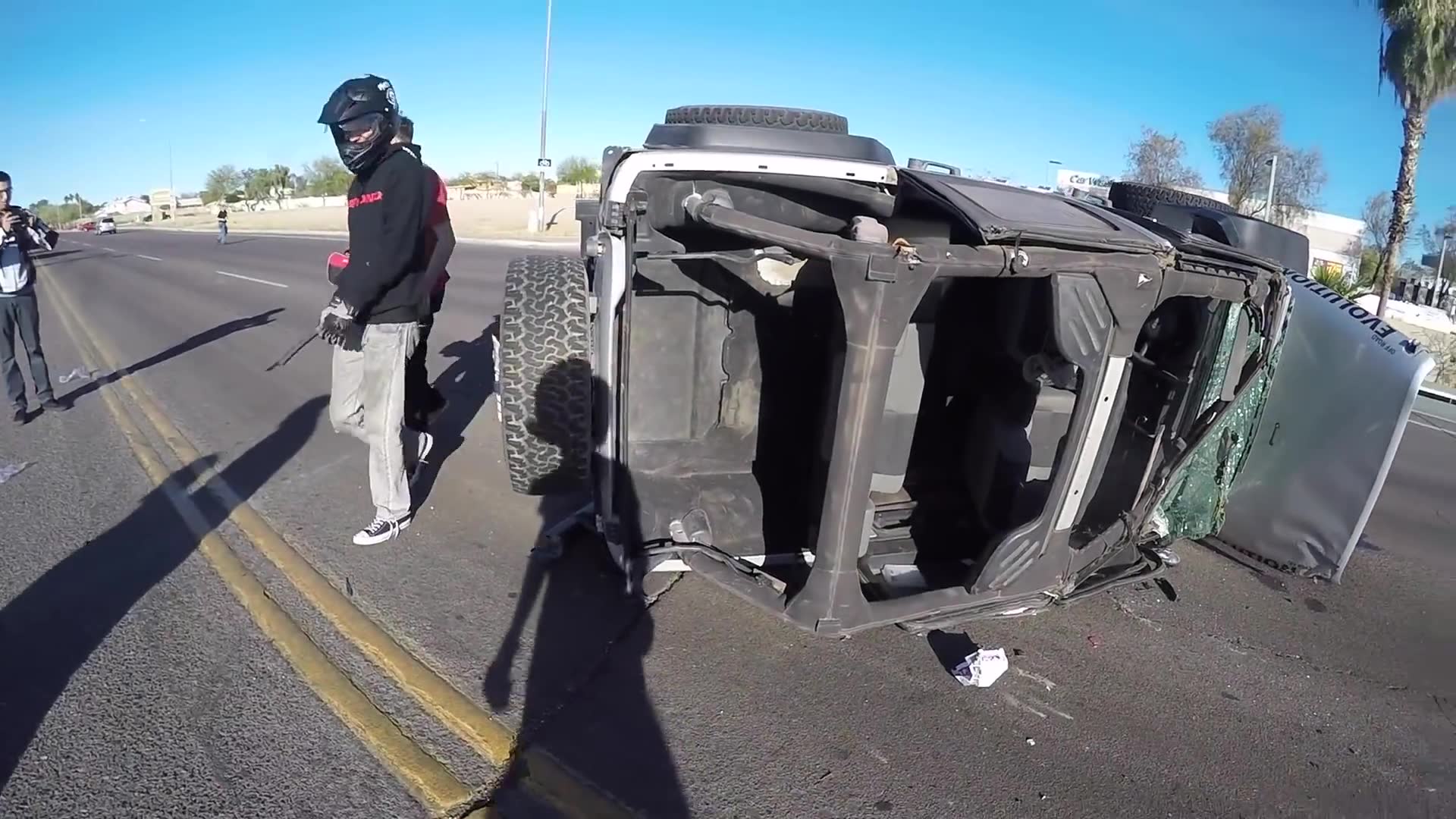 Vehicle flips multiple times in terrifying accident witnessed during ride