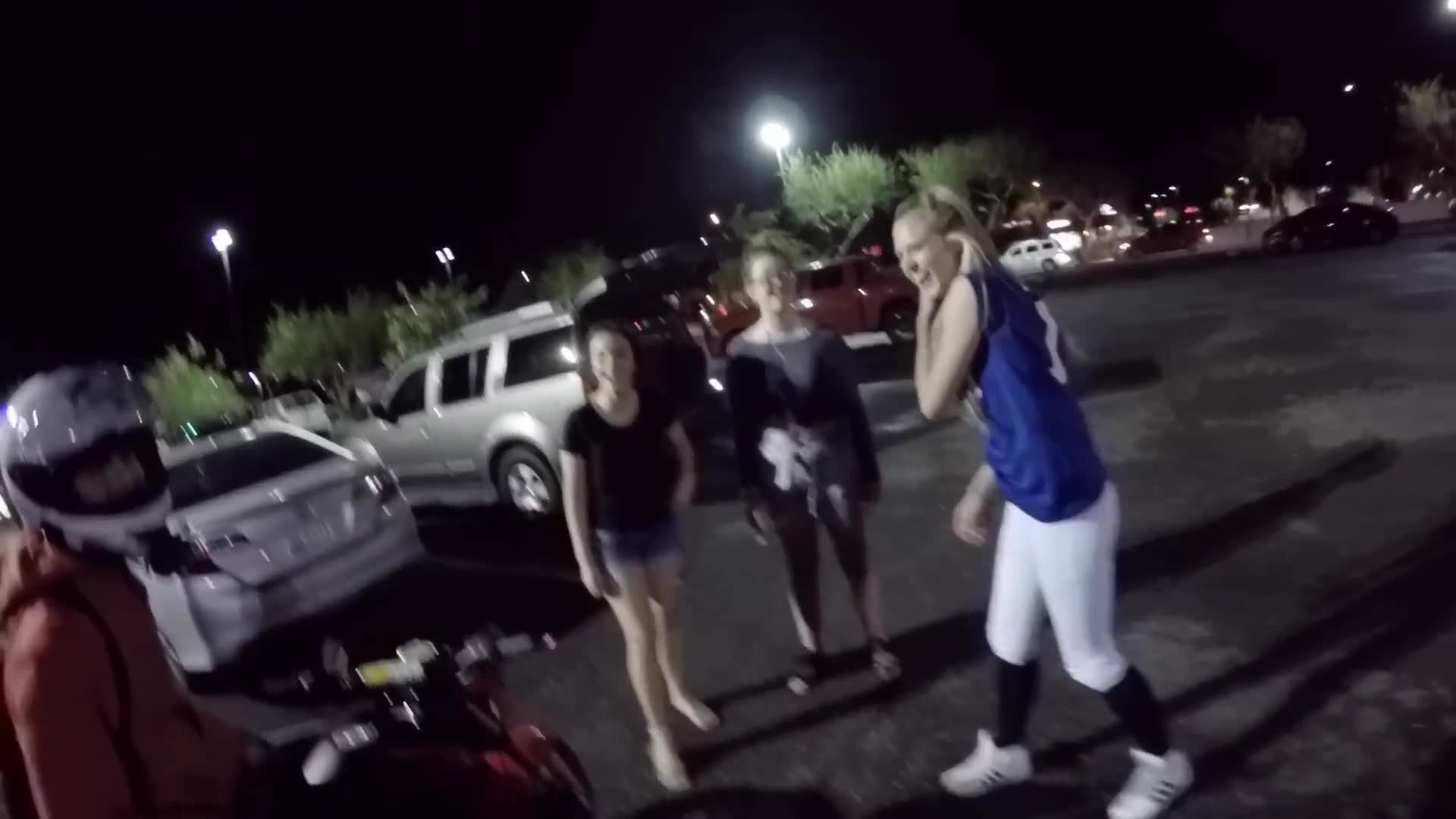 Attempting to meet women while riding small Honda Grom around town