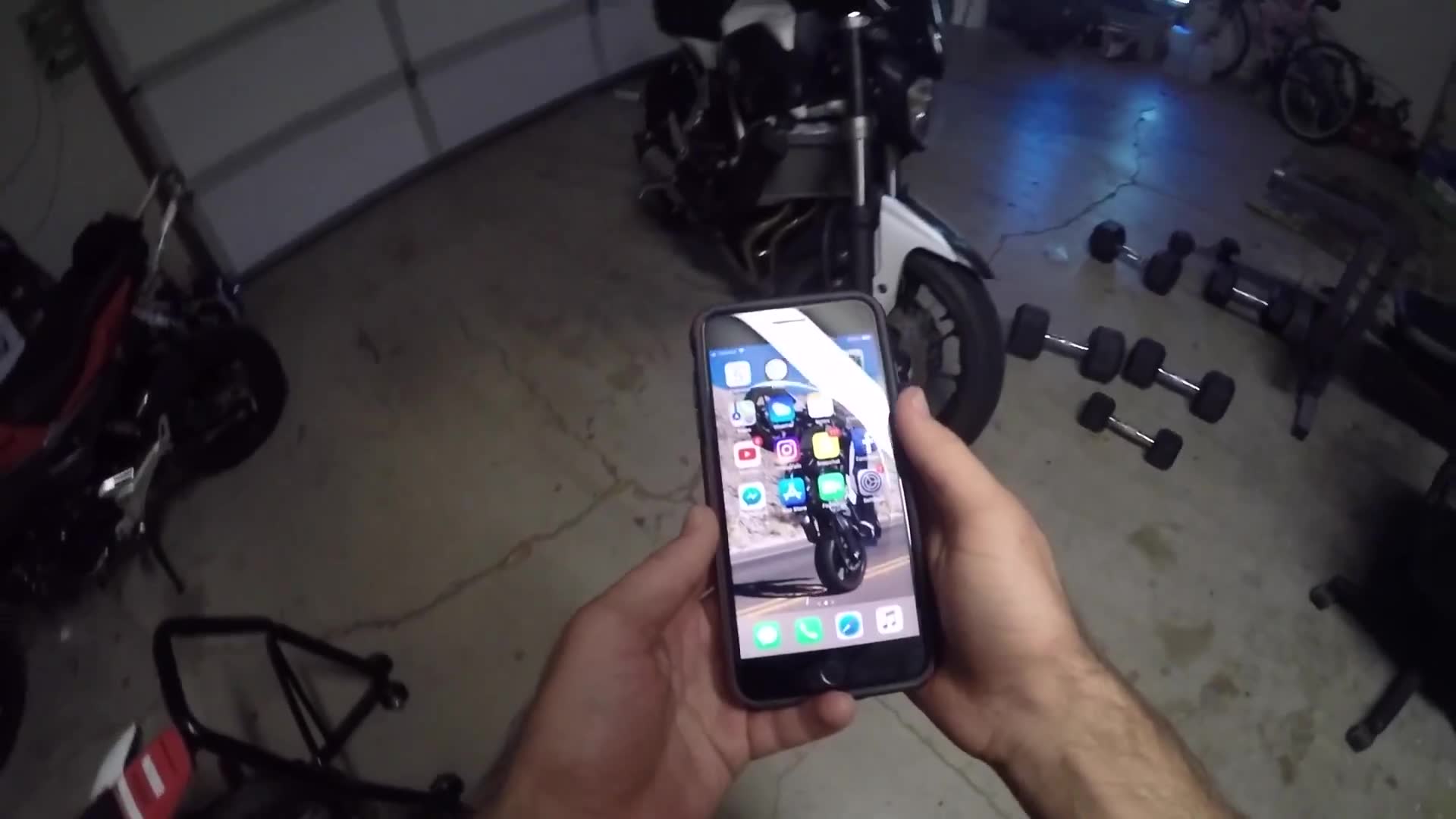 Responding to viewer social media messages while riding motorcycle