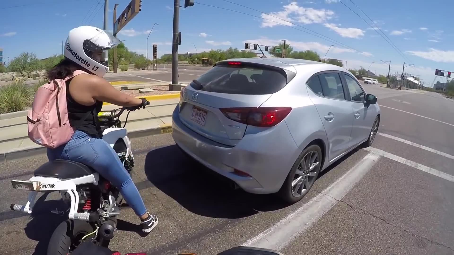 Girlfriend tries riding with my GoPro-mounted helmet and camera setup