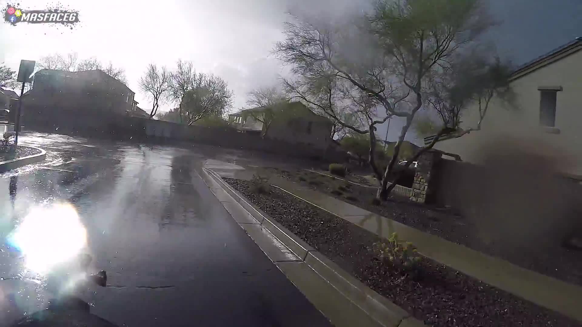 Unexpected severe weather traps riders forcing them to continue through rain