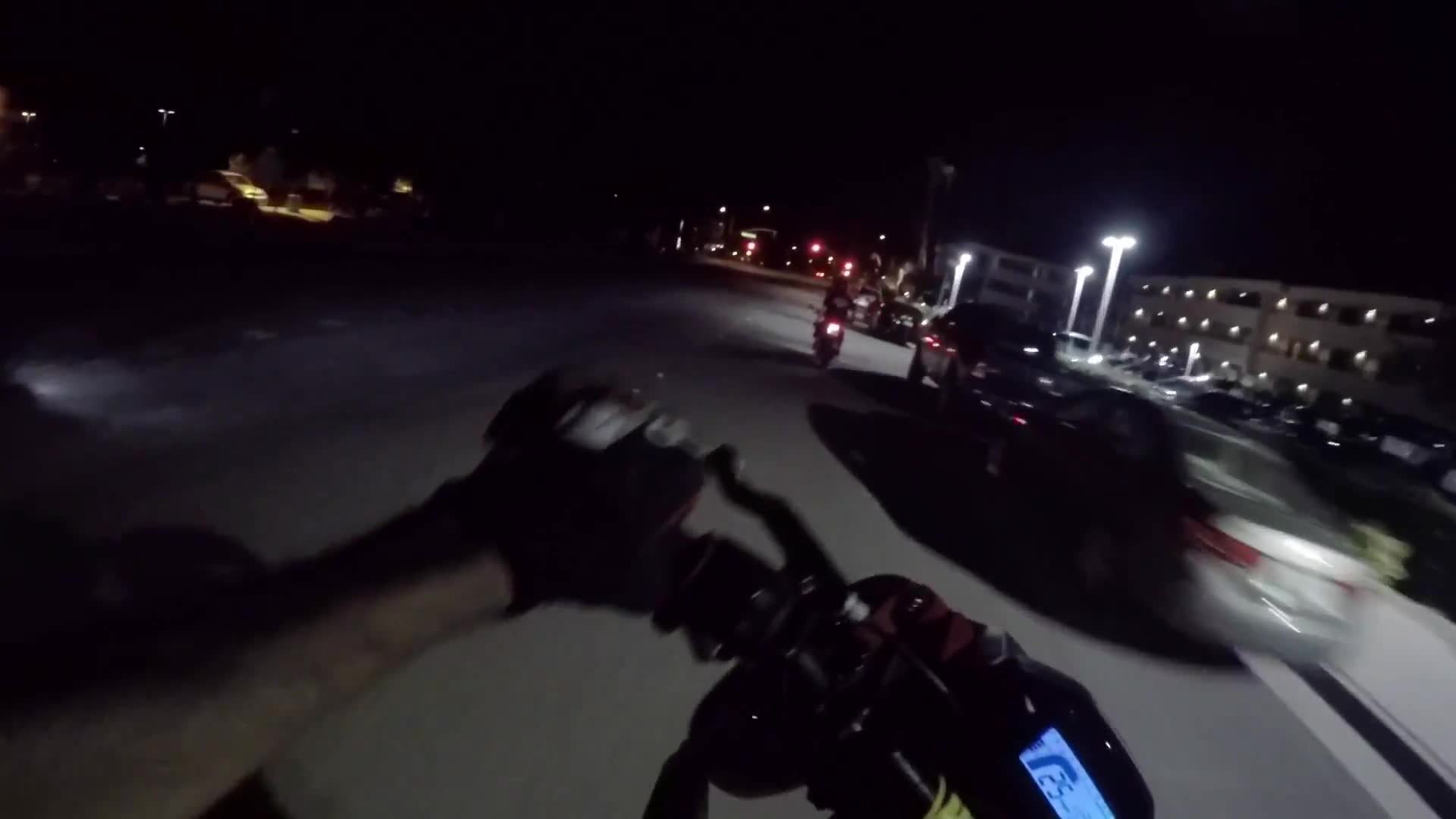 Crashing motorcycle directly in front of watching law enforcement officer
