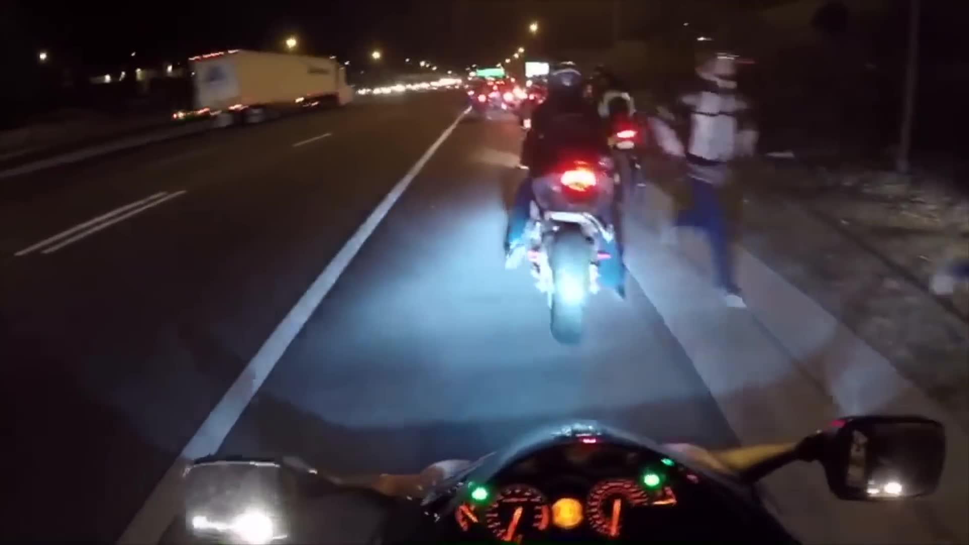 Complete documentation of motorcycle crash from initial impact through recovery