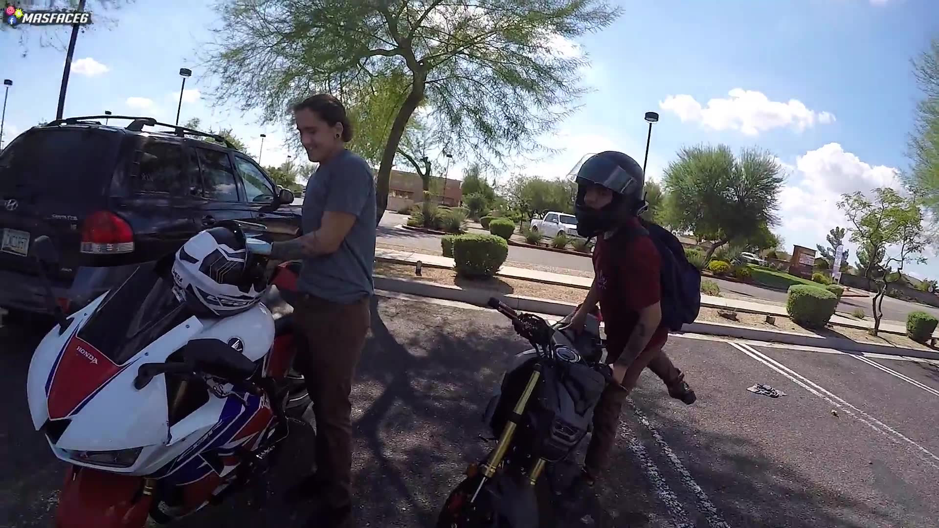 Motorcycle riders challenge neighborhood children with cash incentives for baskets