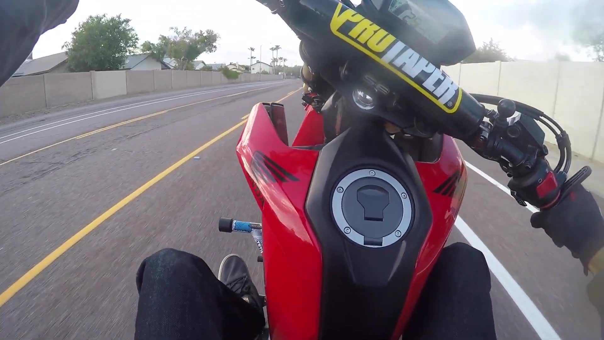 Seventh weekly wheelie practice session showing technique improvement