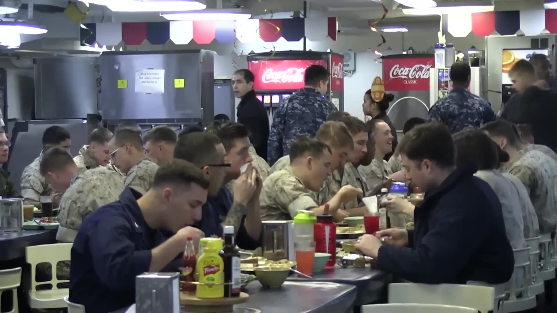 Destroyer galley operations at sea