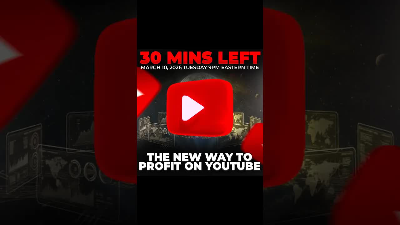 🚨 We’re going LIVE in 30 minutes!

🎥 The NEW Way To Profit On YouTube
🕘 TONIGHT — Tuesday at 9:00