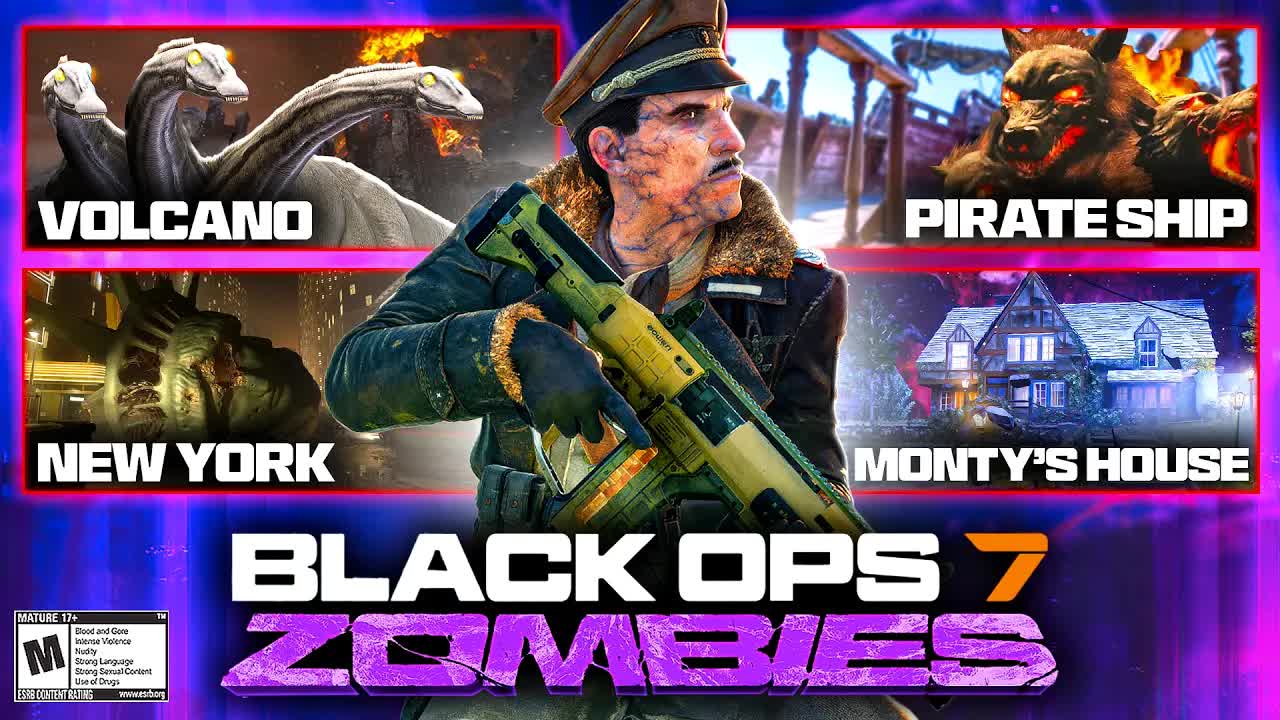 NEW Black Ops 7 Zombies ALL 3 DLC Maps Revealed! Volcano, Throne New York, Monty House! (DLC 3/4/5)