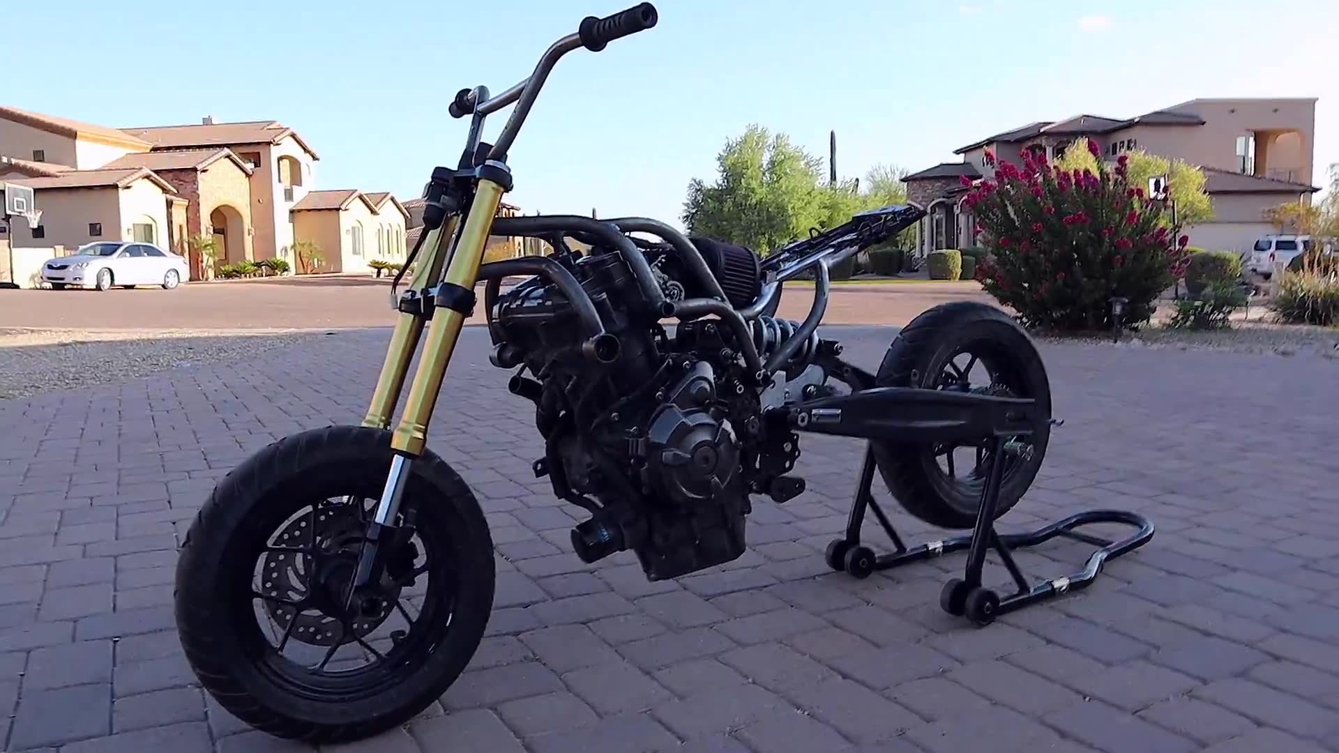 Mini motorcycle gets repaired and immediately crashes again on the very first ride back