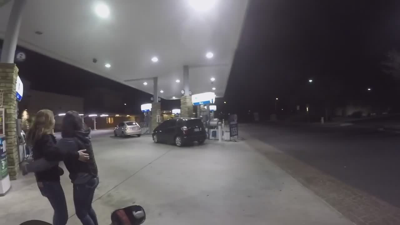 Quick gas station pit stop during a long afternoon motorcycle cruising session