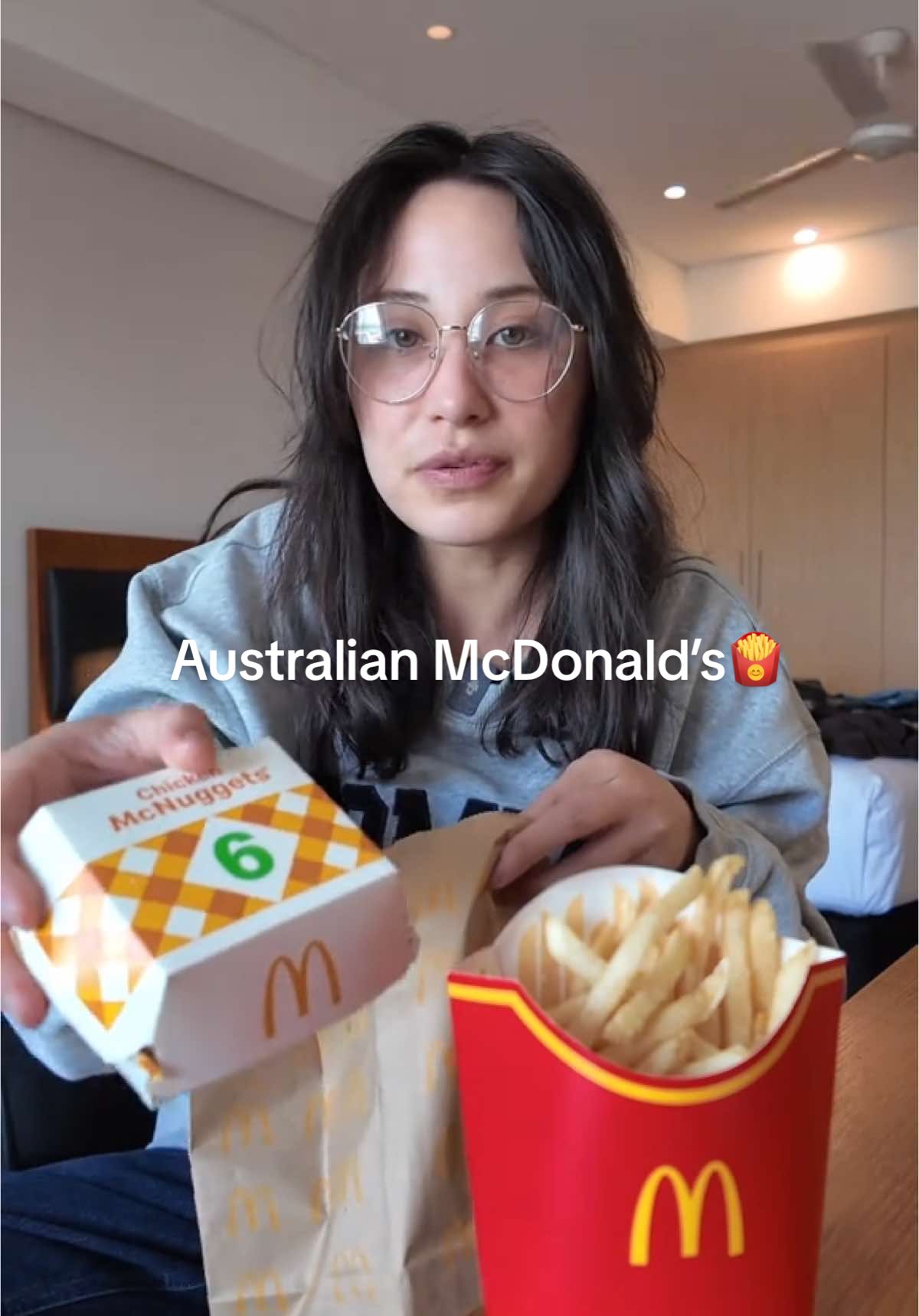 Trying McDonald's chicken nuggets and fries in Darwin, Australia