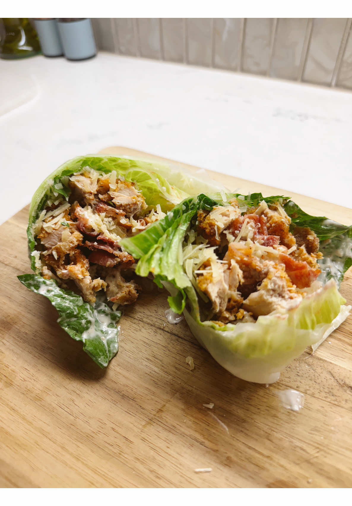 My go to side dish chicken bacon caesar lettuce wraps for home cooking