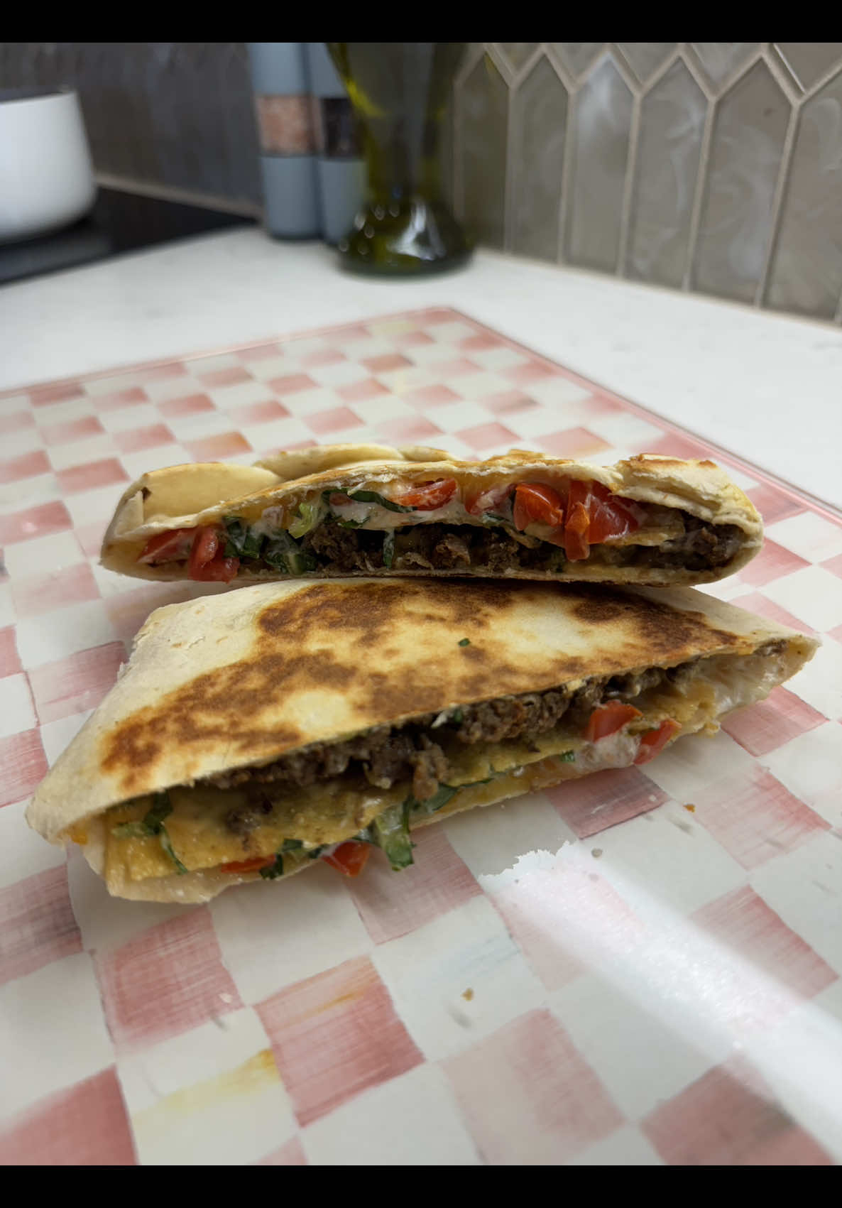 Super fly super fresh crispy golden beef quesadilla with cheese and veggies showcase
