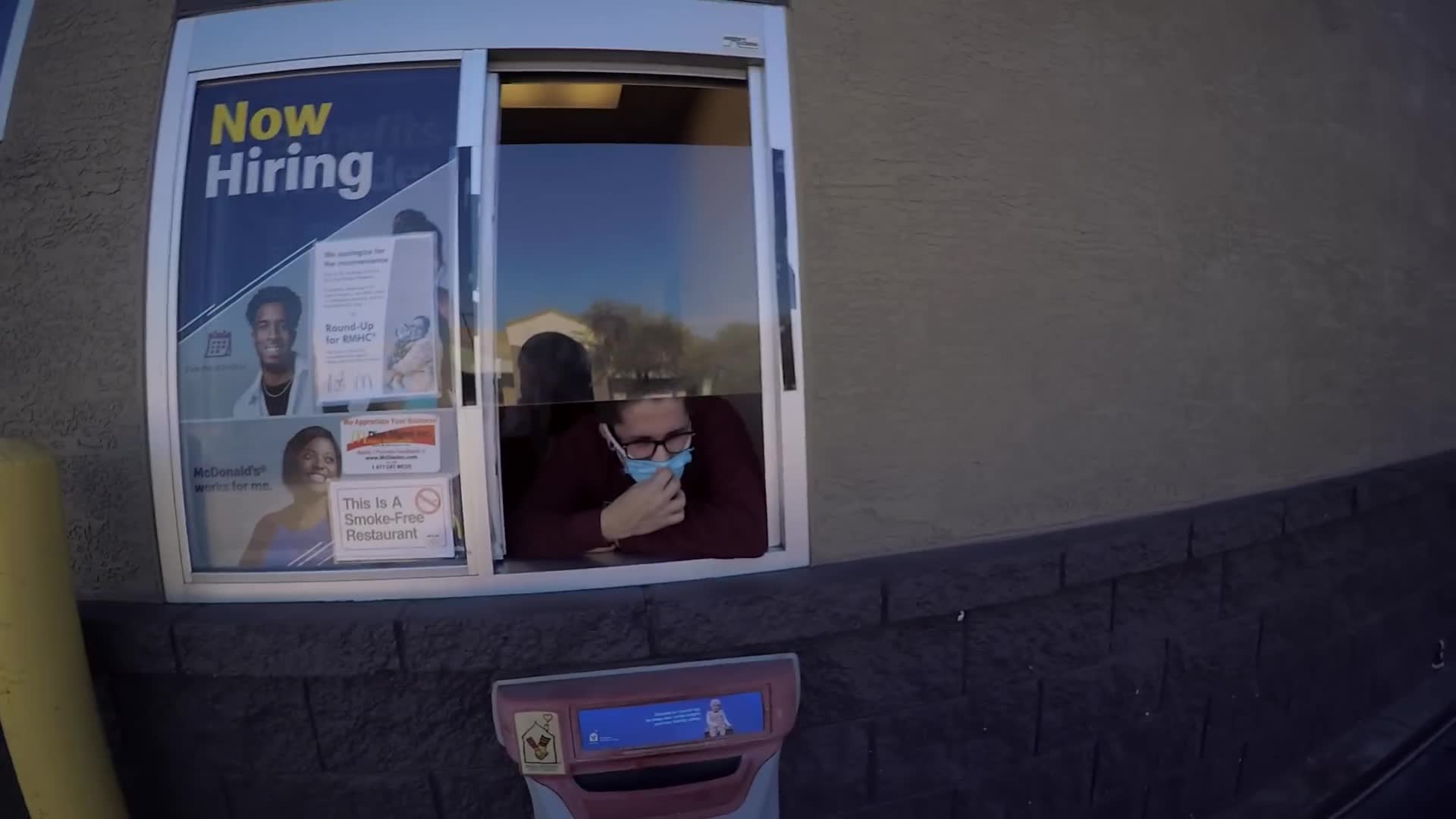 Motorcycle riders mess with people at the fast food drive through window for laughs