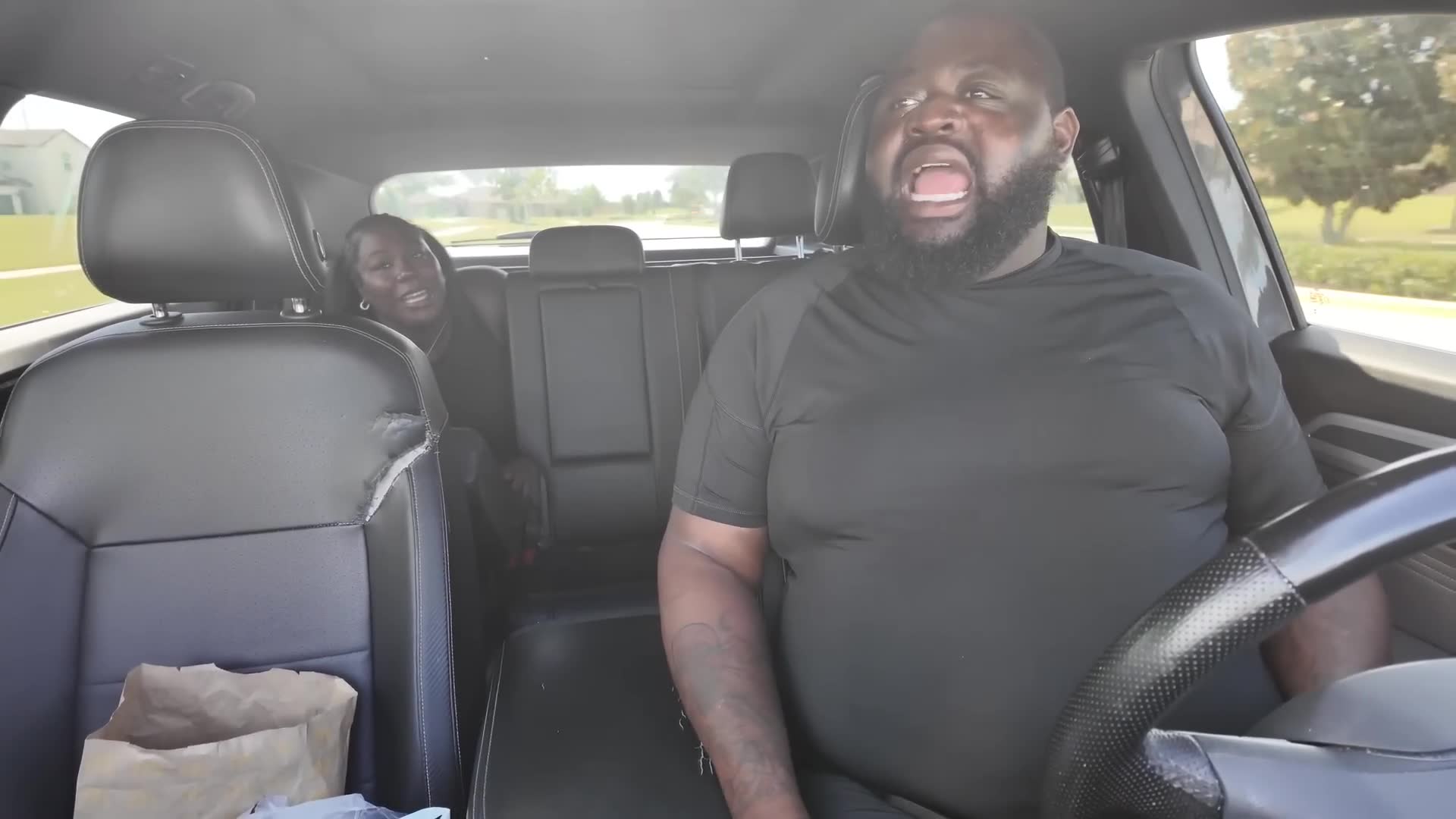 Husband's confusion when his food disappeared from the back seat