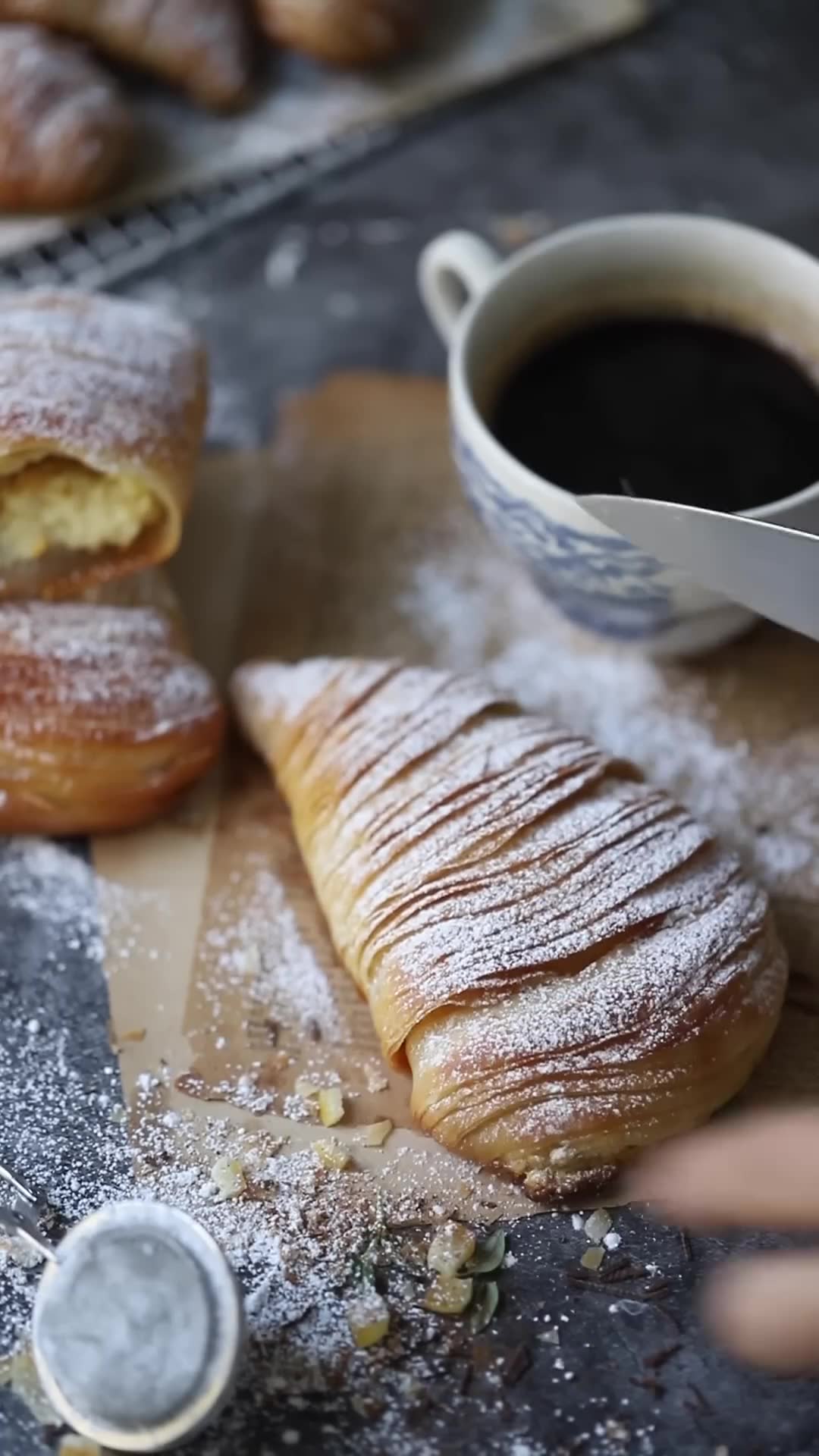 Gradient citrus layer cake and traditional Italian sfogliatelle