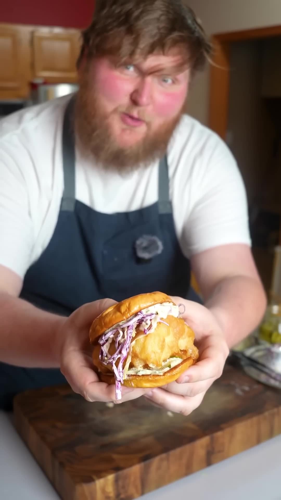 Crispy fish sandwich made at home after being let down by takeout