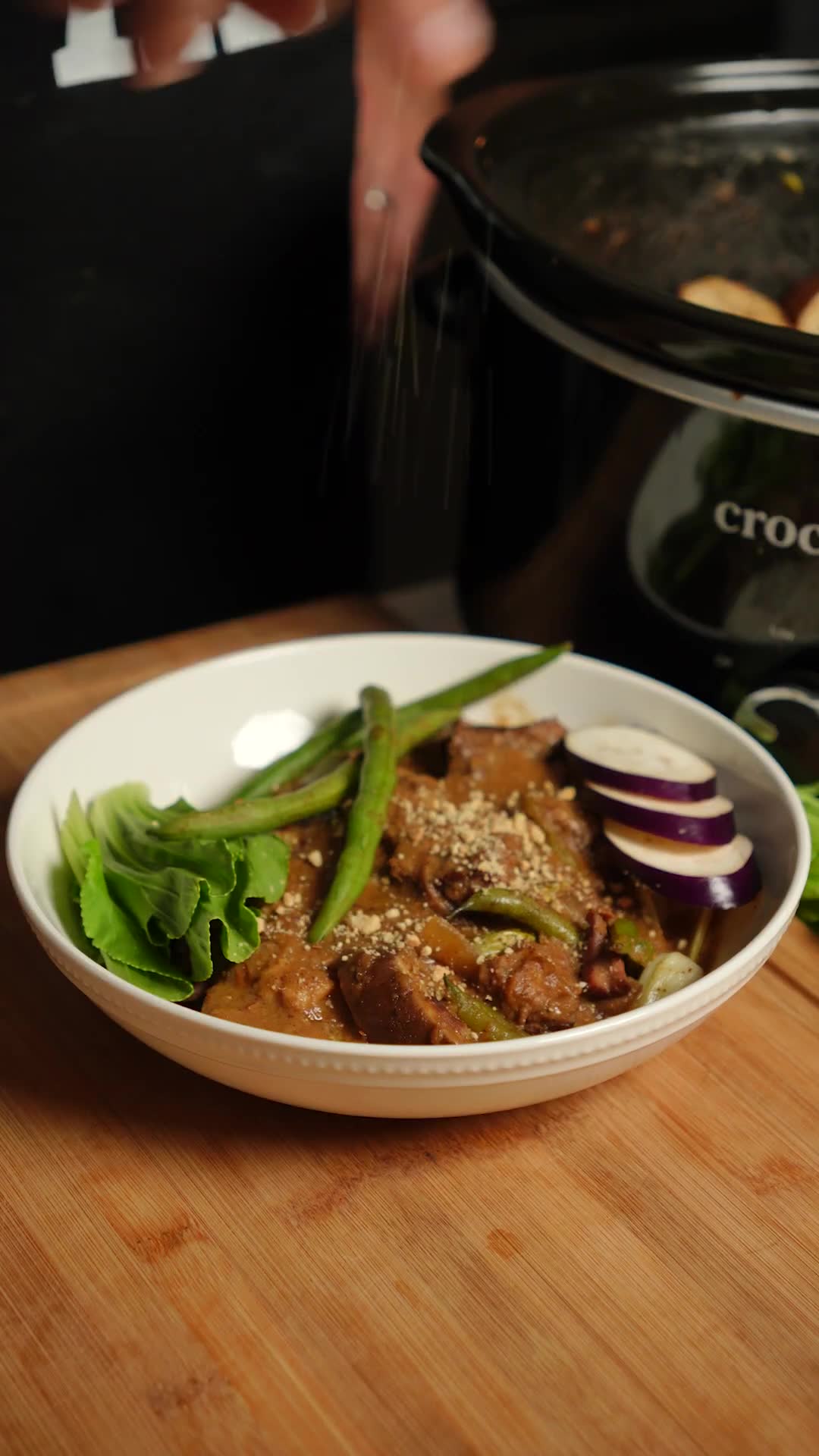 Crockpot peanut stew with rich creamy flavors and tender meat