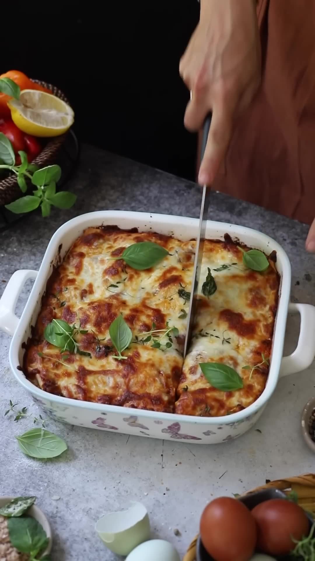 Spaghetti with meatballs and traditional lasagna from scratch