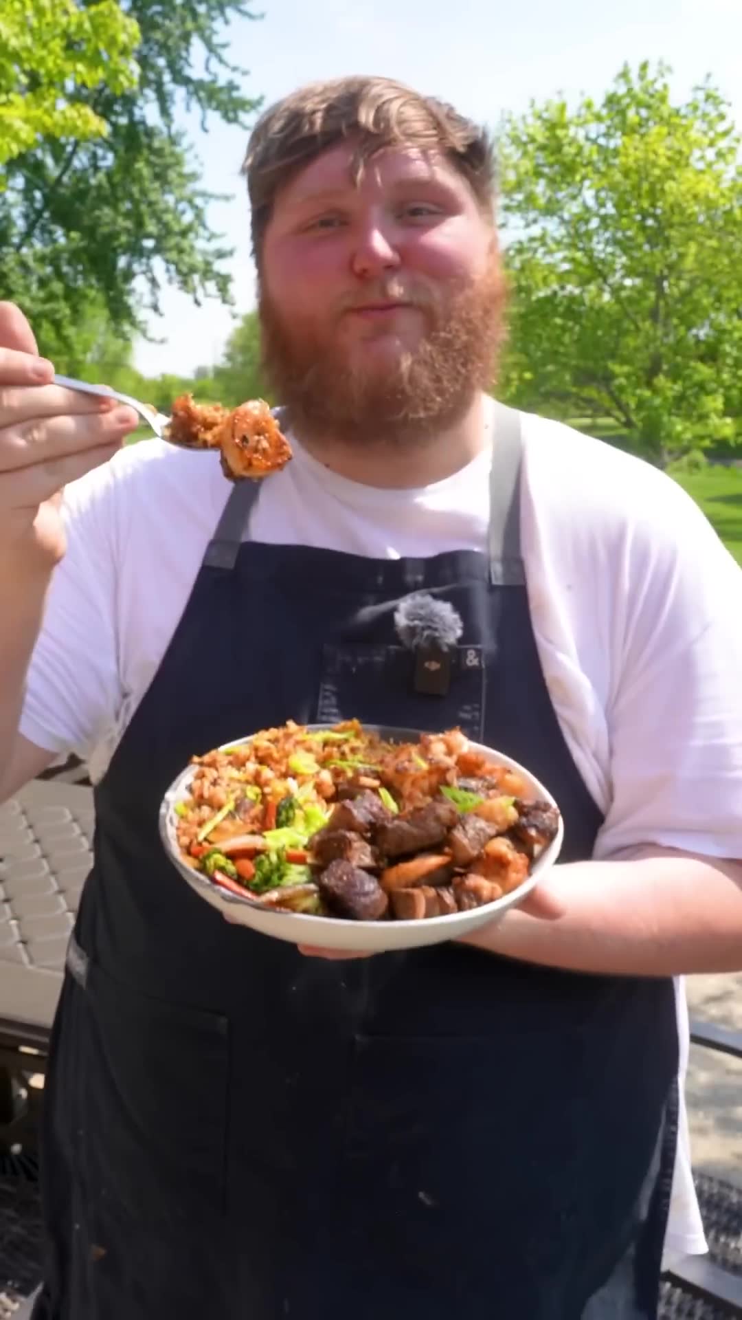 Hibachi-style steak and shrimp recipe on new flat top cooking surface
