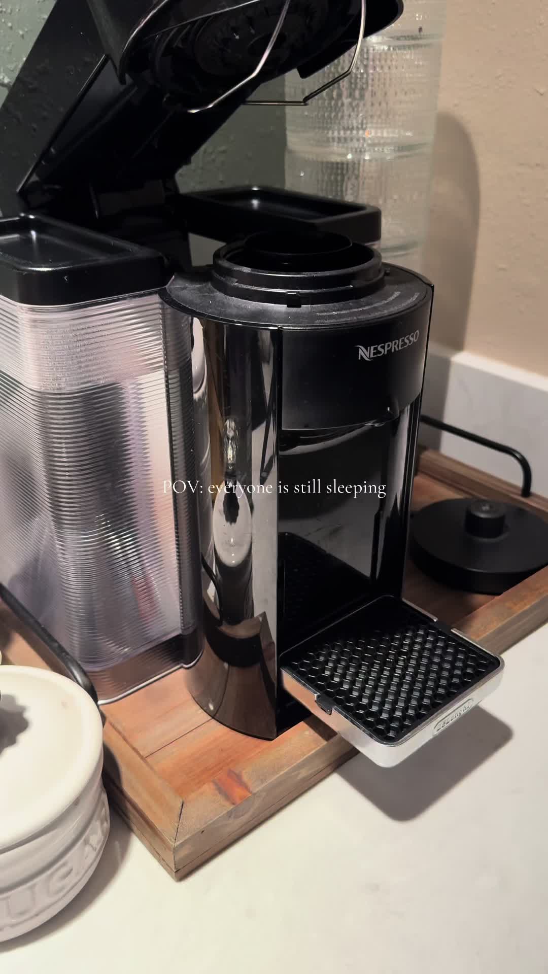 Pov making nespresso coffee quietly while everyone is still sleeping morning routine