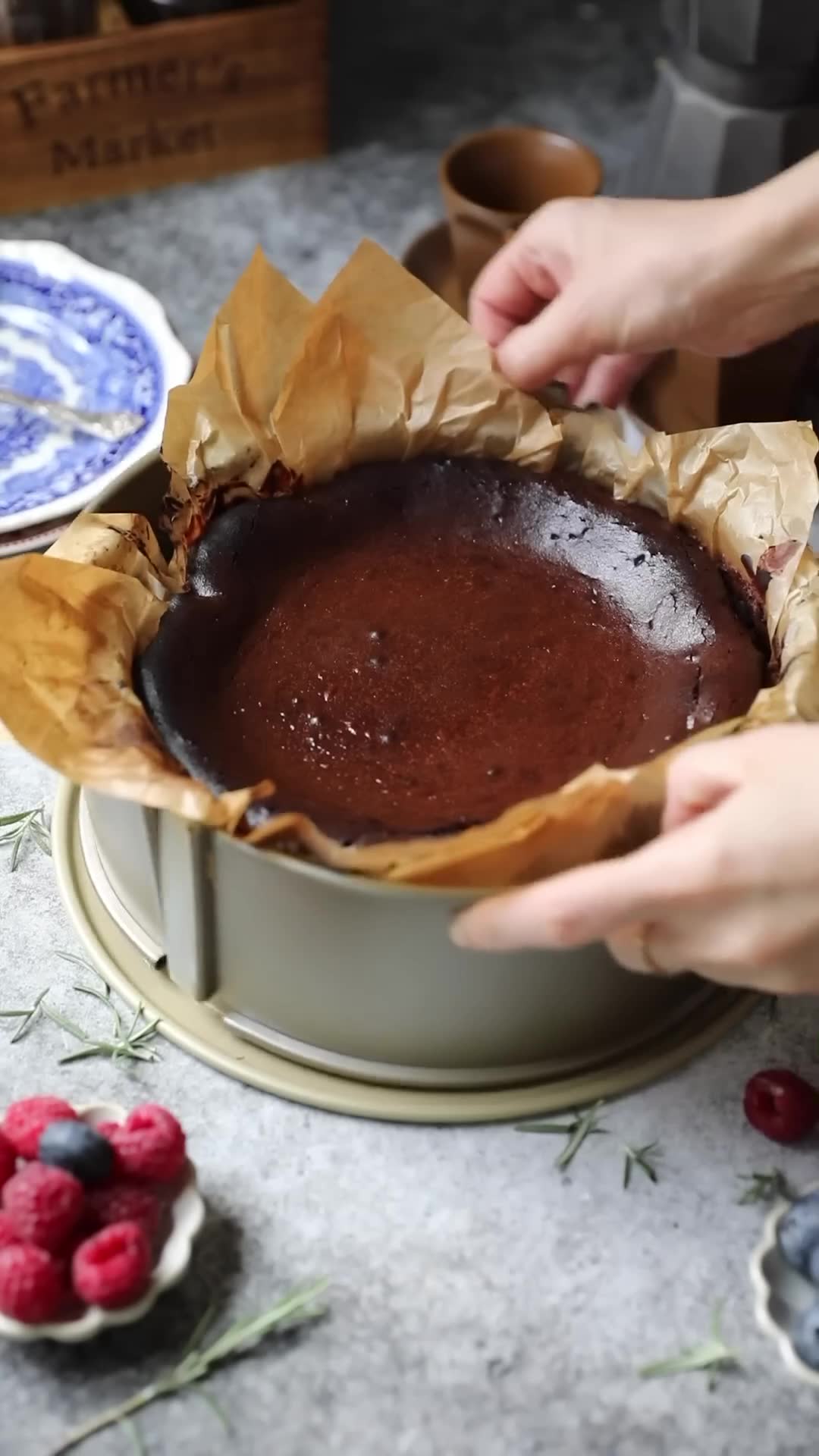 Creamy Basque cheesecakes in nut and chocolate interpretations