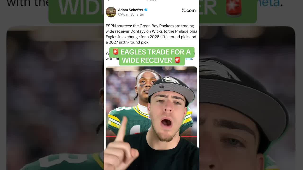 BREAKING NEWS 🚨 EAGLES TRADE FOR WIDE RECEIVER DONTAYVION WICKS! 🤯 #Eagles #NFL #NFLNews